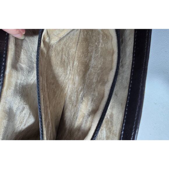 Vintage Brahmin Croc Embossed & Smooth Leather Shoulder Bag Black - Picture 12 of 13